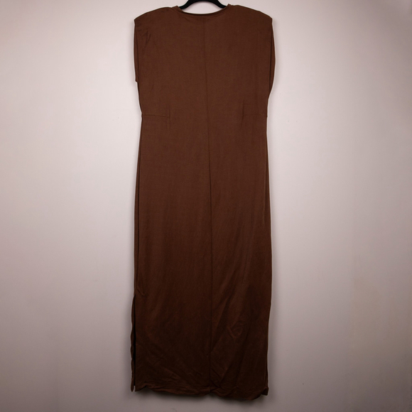 Massimo Dutti sleeveless brown tunic maxi dress-L - Picture 1 of 4